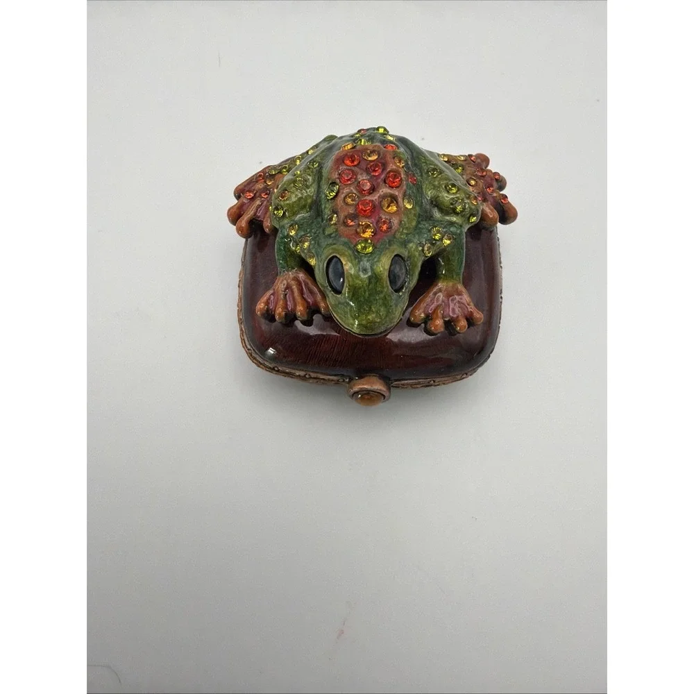 Jay Strongwater Hand Painted Trinket Box Decoration Enameled Mini  Frog